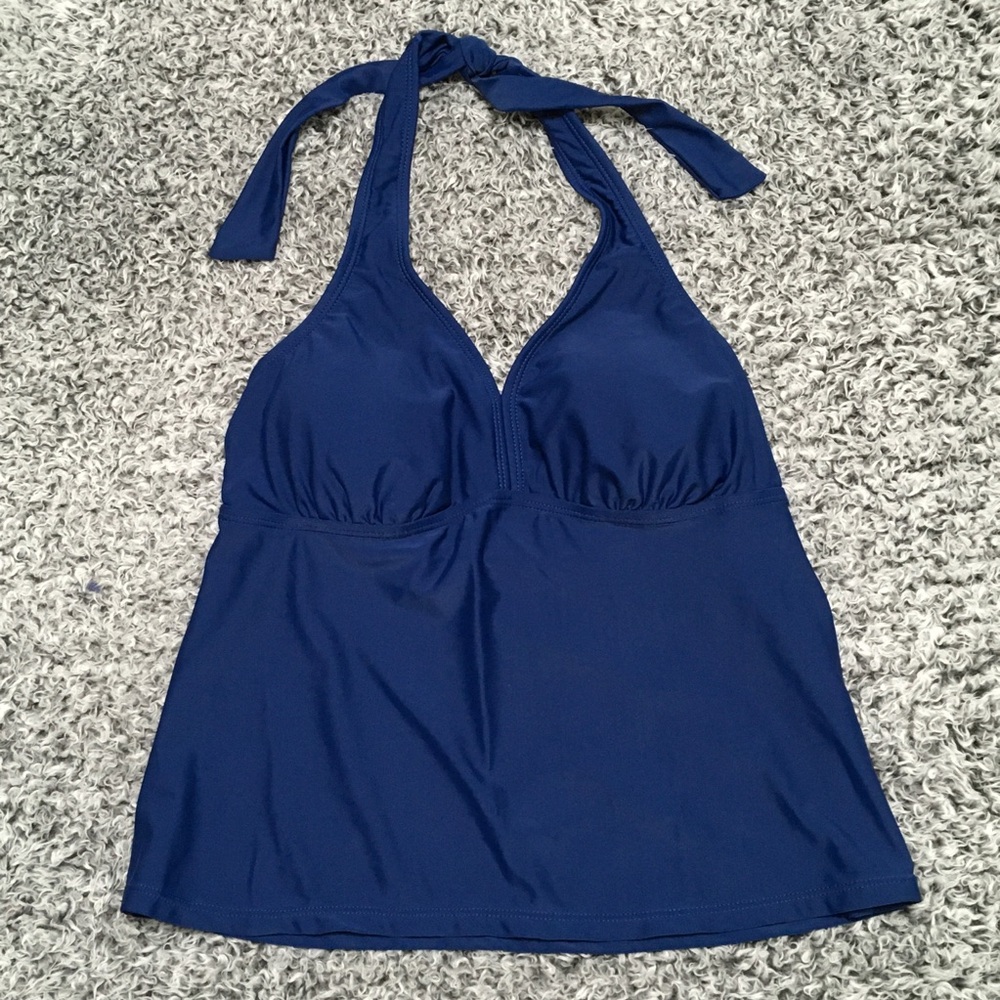Catalina Swimwear Women's S Navy Blue Halter Tankini Swim Top